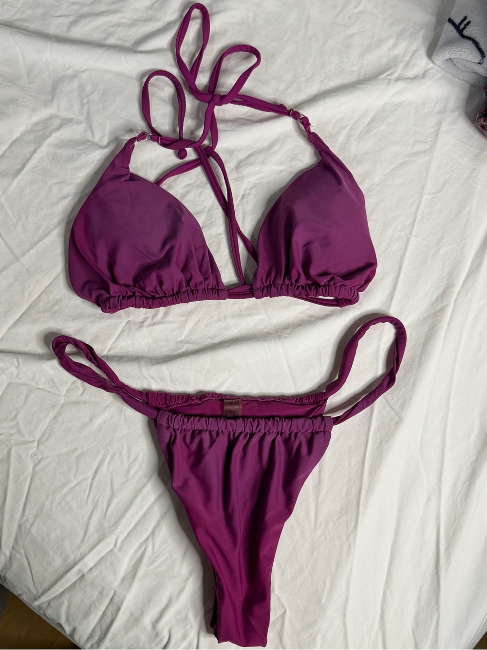 Zaful Magenta Triangle Bikini Set
